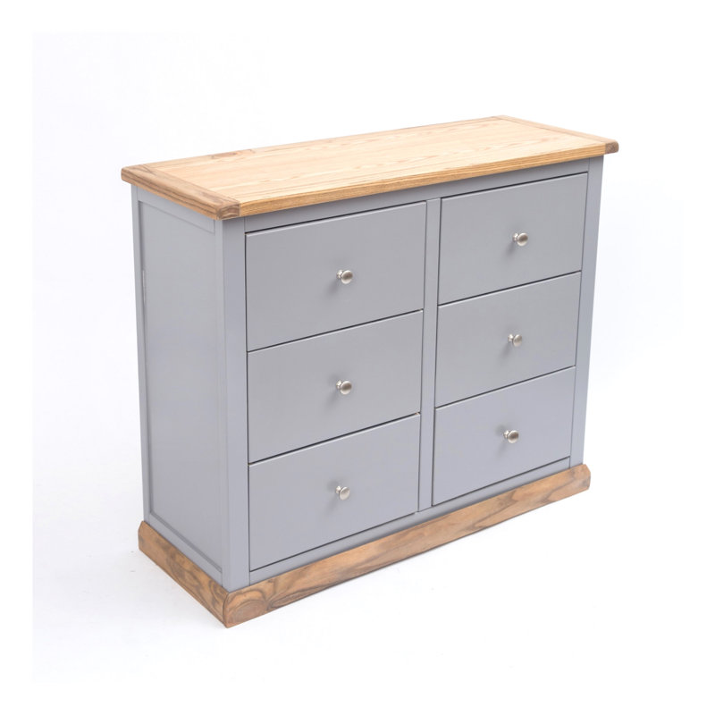 Millan 110cm W 6 - Drawer Chest of Drawers, Natural/Grey/Chrome