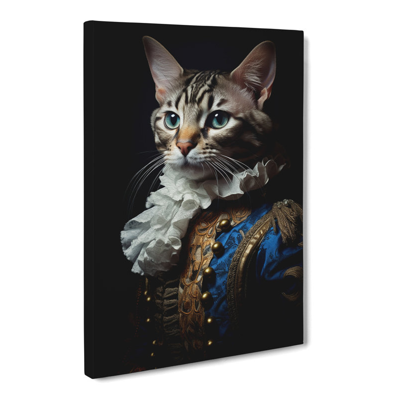 Bengal Cat Rococo Art No.3 - Wrapped Canvas, 76cm H x 50cm W x 3cm D