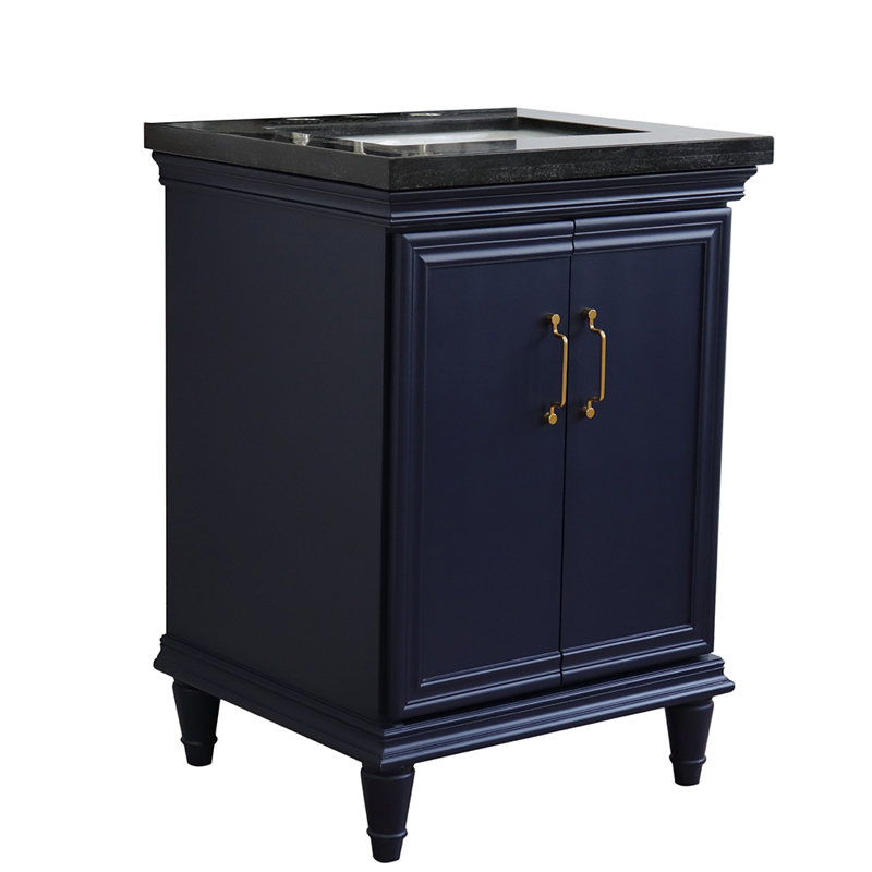 Ensemble de meuble-lavabo simple 25 po Ilfracombe, Bleu, Granite noir Galaxy