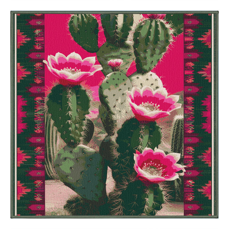  Tapis lavable en forme de figue de barbarie Southwestern, Carré 4 pi