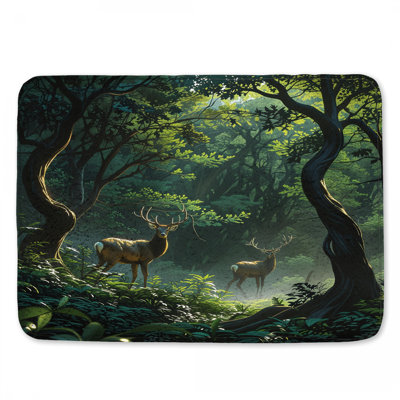 Deer In Dense Forest Bath Mat