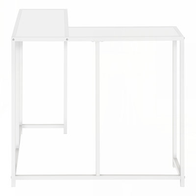 Table d'appoint, console, entrée, étroit, d'angle, salon, chambre à coucher, stratifié blanc, métal blanc, contemporain, moderne