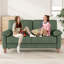 180cm corduroy 2-seater sofa with solid wood frame, spring seat cushion and two throw pillows-196461819