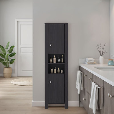 Vanessa Bathroom Cabinet With Auxiliary Storage Modern Freestanding Organizer, Space-Saving Bathroom Storage, Cabinet
