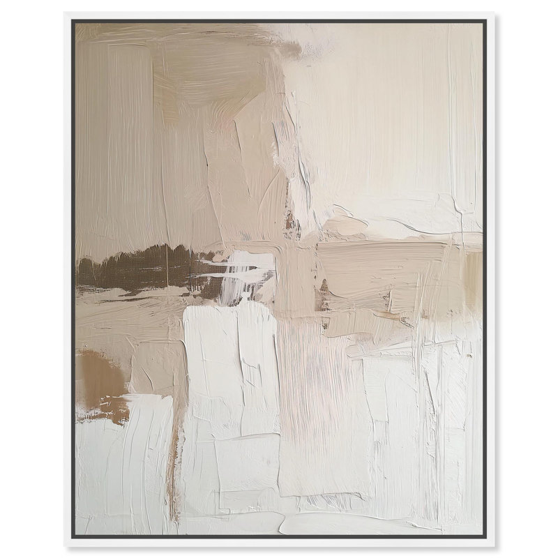«Subtle Earth Tones I Neutral Boho» par Art Remedy, H 46 po x l 37 po, Cadre flottant blanc