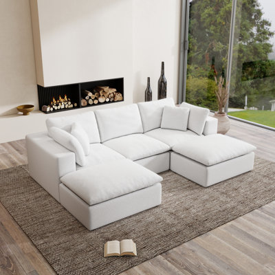 Kreyton Boneless 108" Cloud Compression Sectional Sofa, No-Assembly Sectional Couch