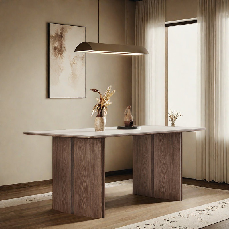 Rectangular pure white dining table, 29.52"H x 78.74"L x 35.43"W