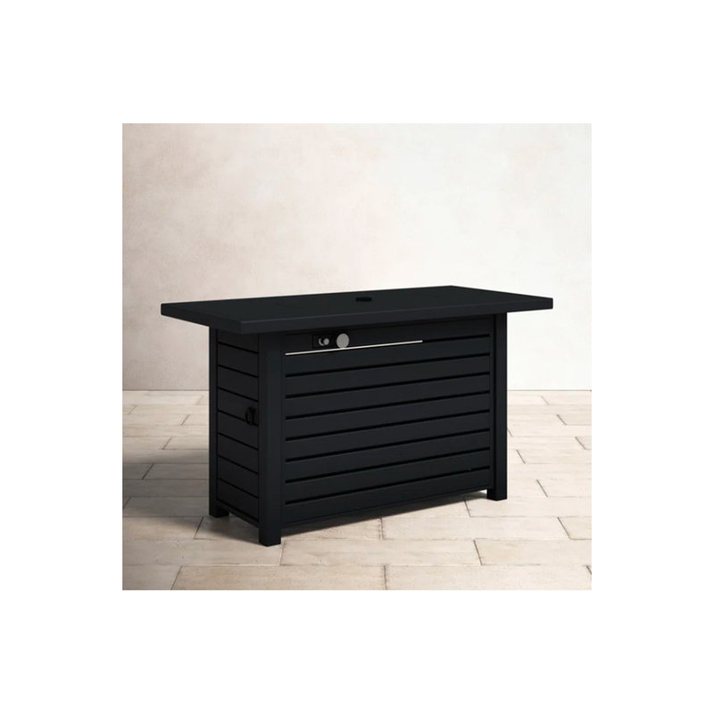 Steel Propane/Natural Gas Outdoor Fire Pit Table with Lid, Black