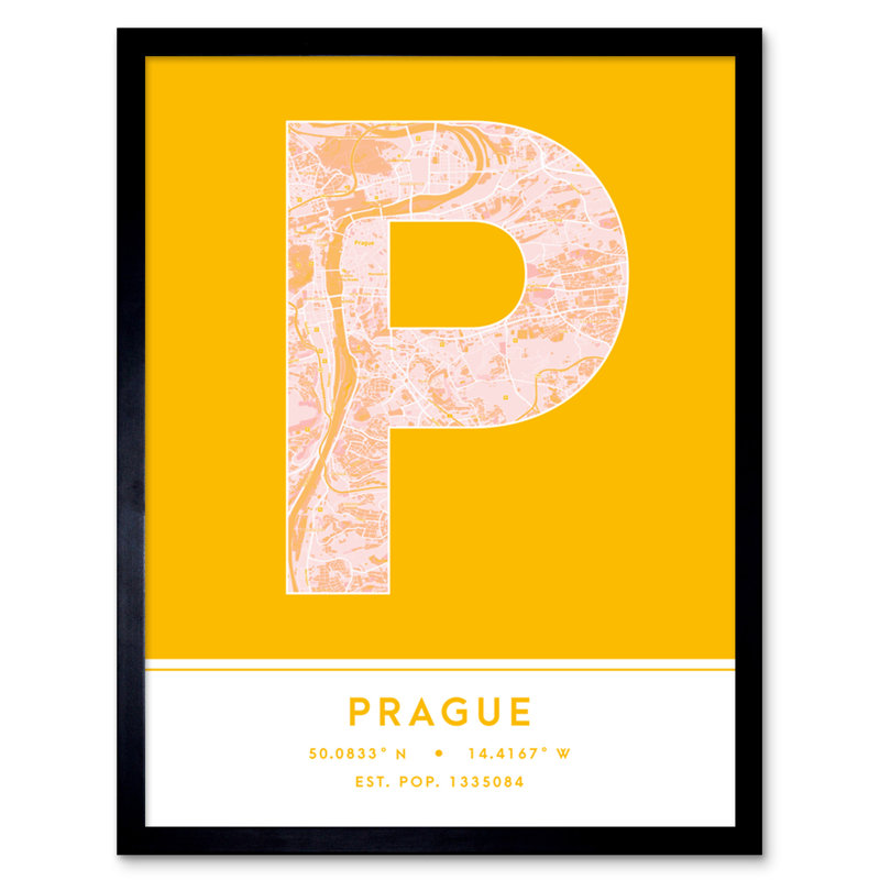 Prague City Map Prague Czechia City Map - Single Picture Frame Typography