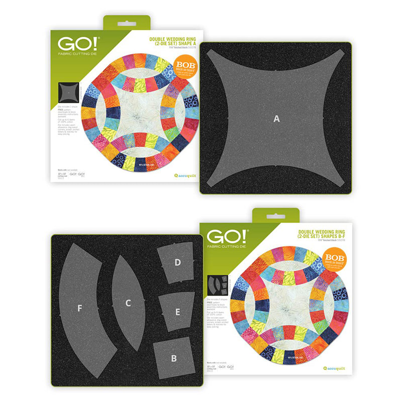 AccuQuilt GO! Ensemble de matrices à découper à double anneau de mariage pour blocs de courtepointe de 11,5 po