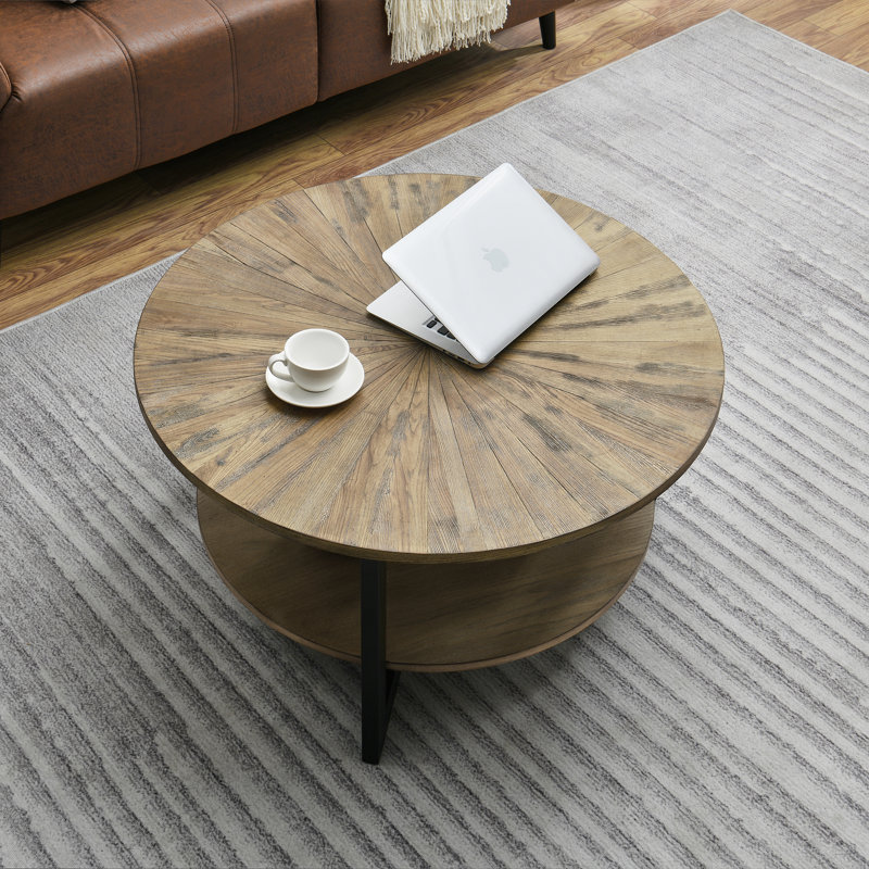 Table basse avec rangement Frame, Brun cendré / noir