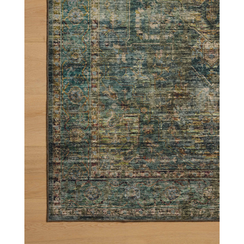 Clarysse Machine Washable Lagoon / Multi Area Rug, Rectangle 6' x 9'