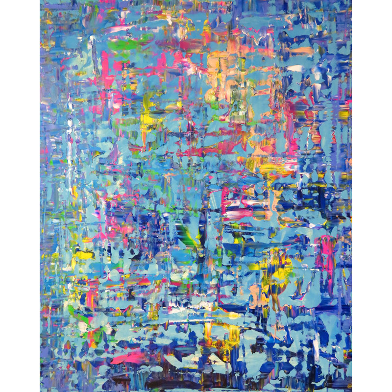 «Dans la raison» par Drew Gaffney - Peinture, Toile avec cadre noir, H 32 po x l 24 po