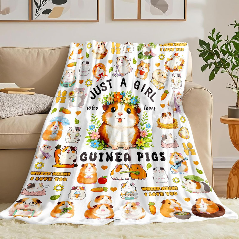 Guirlande de cochons d'Inde, cadeaux pour filles, jetée de cochon d'Inde, cadeau d'anniversaire, literie pour adultes 30 po x 40 po
