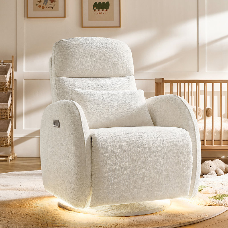 Abelie Modern Dual Motor Power Swivel Nursery Recliner with Auto Rocking Function, null