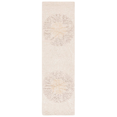 Soho Hand Tufted Wool/Cotton/Viscose Floral Rug in Beige/Brown