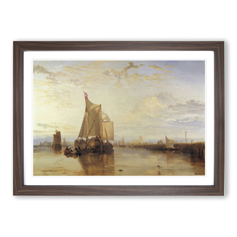 The Dort Packet Boat by Joseph Mallord William Turner - Picture Frame Painting, 48cm H x 65cm W x 2cm D, Walnut