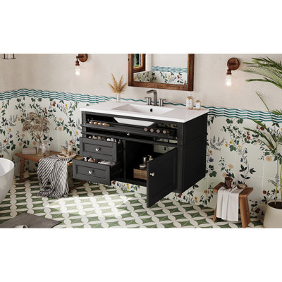 Meuble-lavabo moderne de 36 po (doit inclure le meuble-lavabo et le lavabo) avec rangement