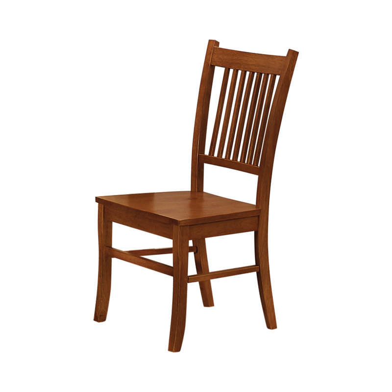 Chaise d’appoint à dossier en lattes de bois massif en brun