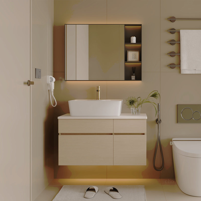 Petit meuble-lavabo flottant simple 31,5 pouces avec lavabo