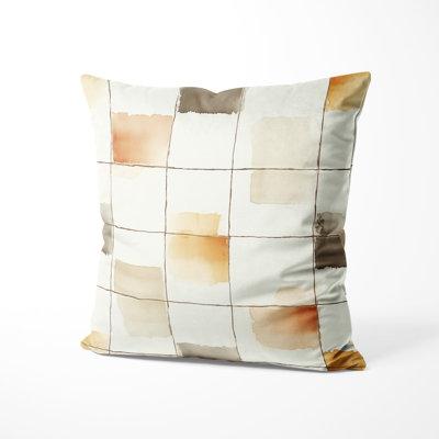 Modern Decorative Cushion - Plaid Neutral Grid Printed Throw Pillow