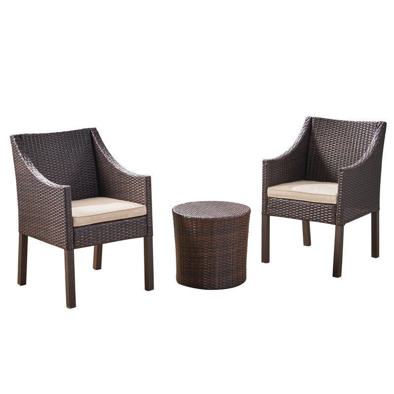 Thorn 2 - Person Patio Conversation Set with Cushions, Multibrown Frame / Beige Cushion