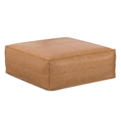  Brody Extra Large Coffee Table Pouf in Distressed Brown, Versatile Ottoman for Living Room