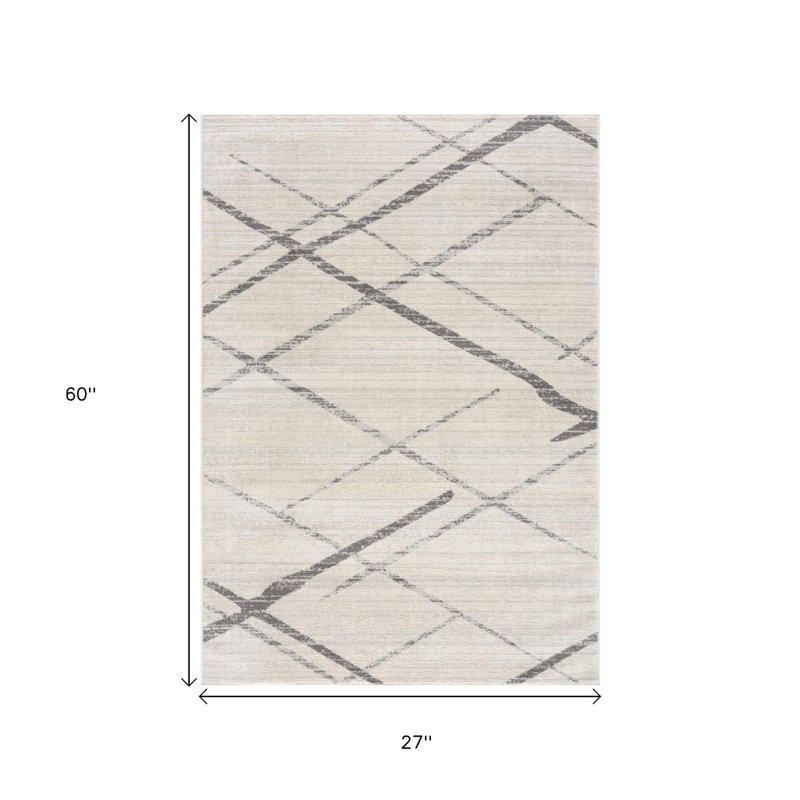 Tapis abstrait beige et gris 2 pi x 5 pi