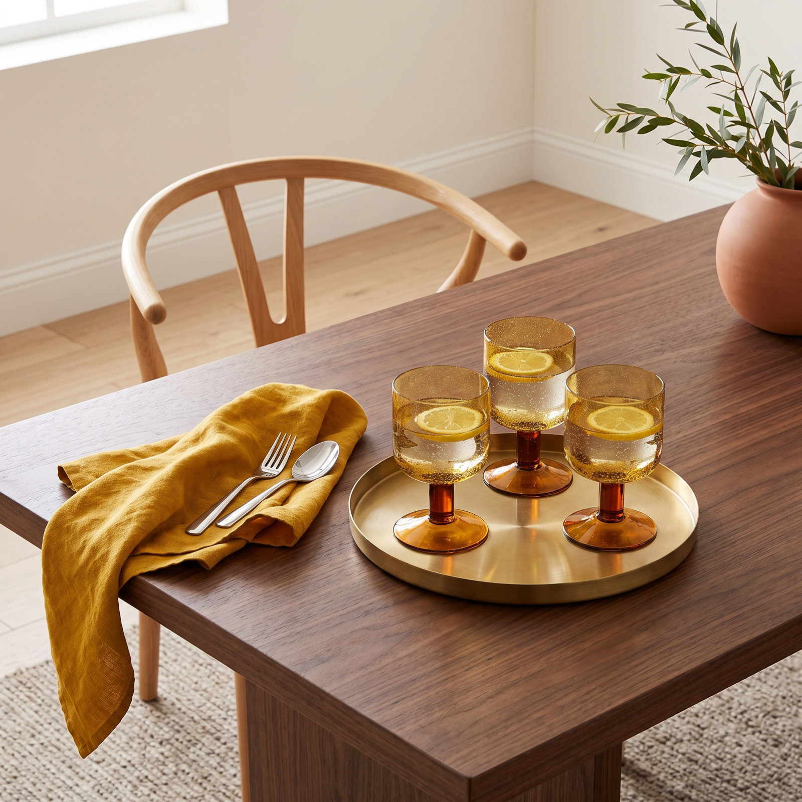 Simple Wine Glass, Amber