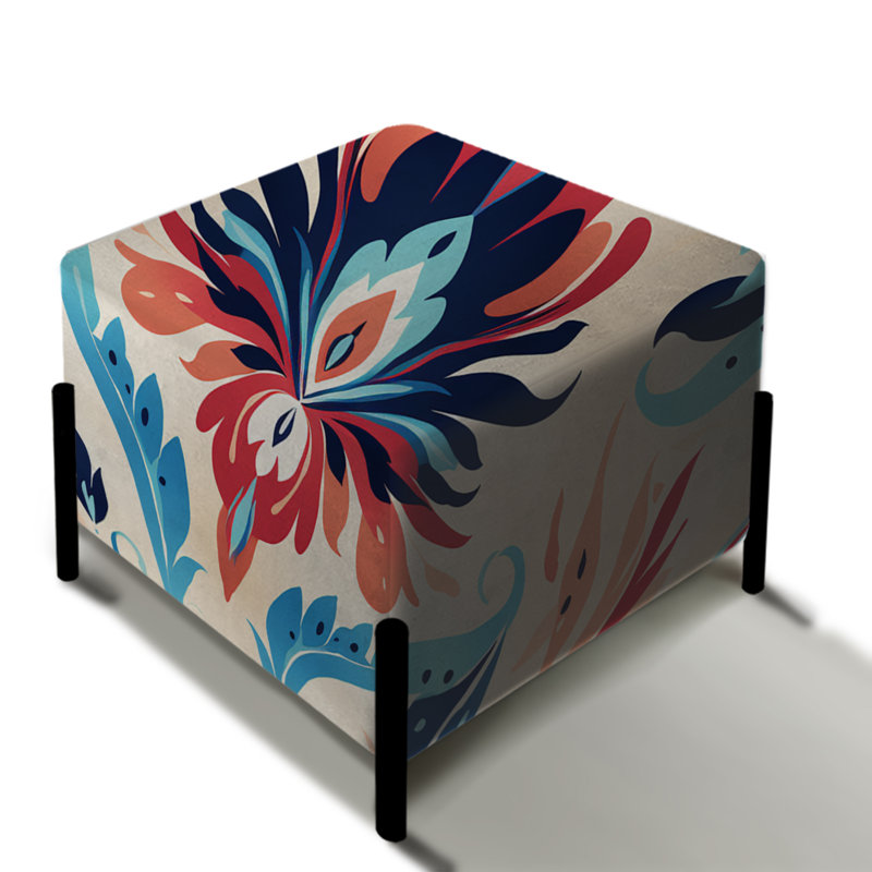 Rouge et bleu Tribal Ikat Harmony - repose-pieds carré Ikat