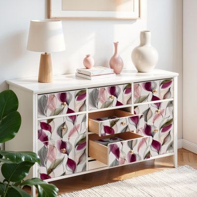 Peel and Stick Wallpaper Contact Paper Modern Luxury Floral Decor Deep Burgundy Self Adhesive and Removable 17.7in x 118in(45x300cm)