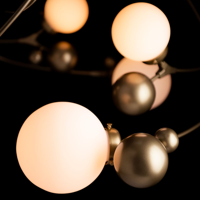 Sprig 6 - Light Unique Geometric Chandelier, Opal Glass, Soft Gold