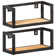 2 Piece Solid Acacia Wood With A Natural Finish, Iron With Black Powder-coated Finish Floating Shelf