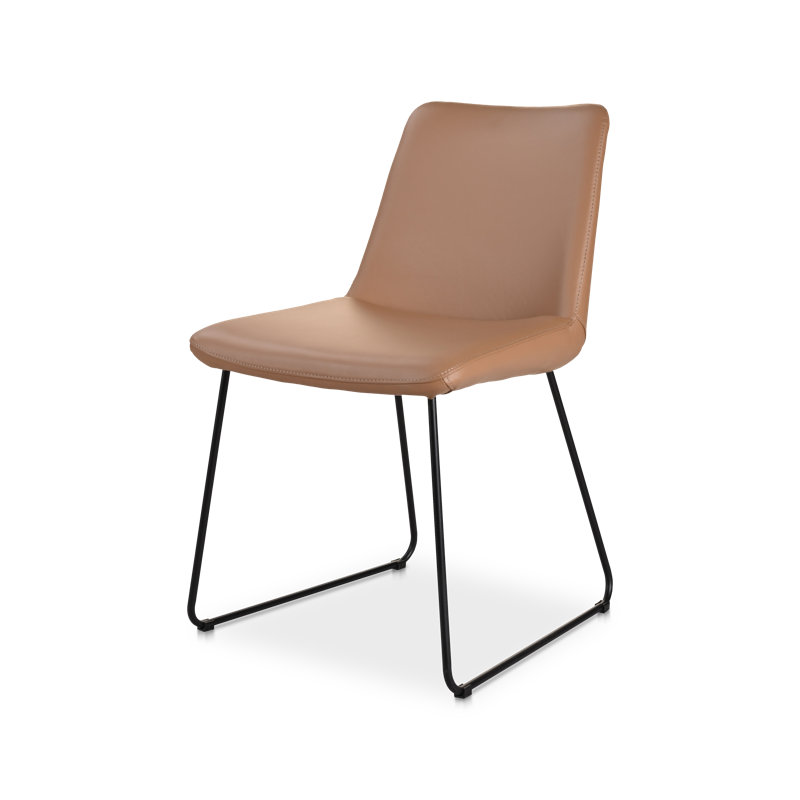 Villa Leather Dining Chair, Brown Genuine Leather
