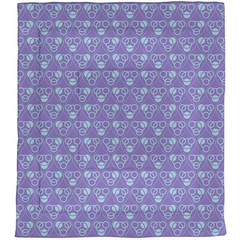 Édredon réversible simple en microfibre Circles Waves, Édredon simple, Mauve / bleu sarcelle