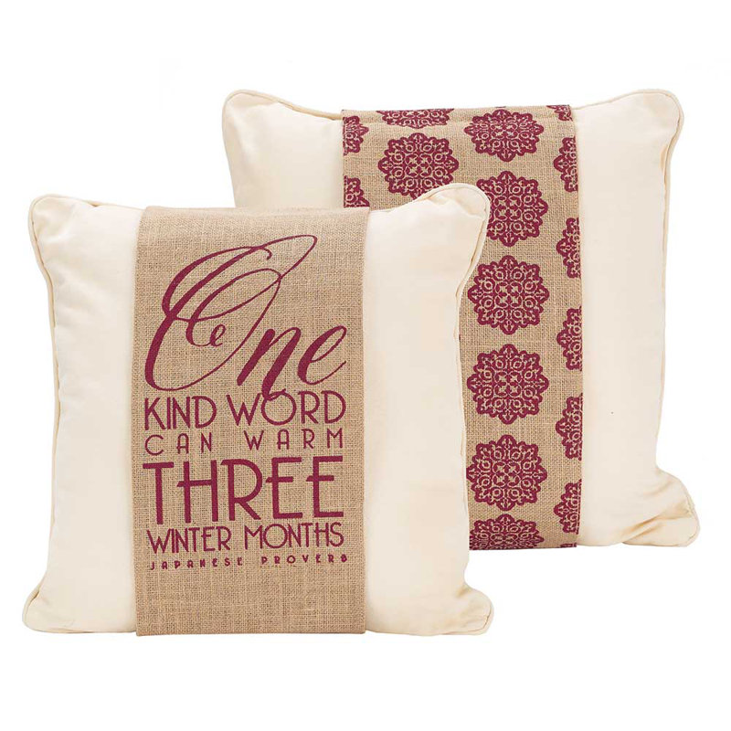 Appliqued Cotton Reversible Pillow Cover