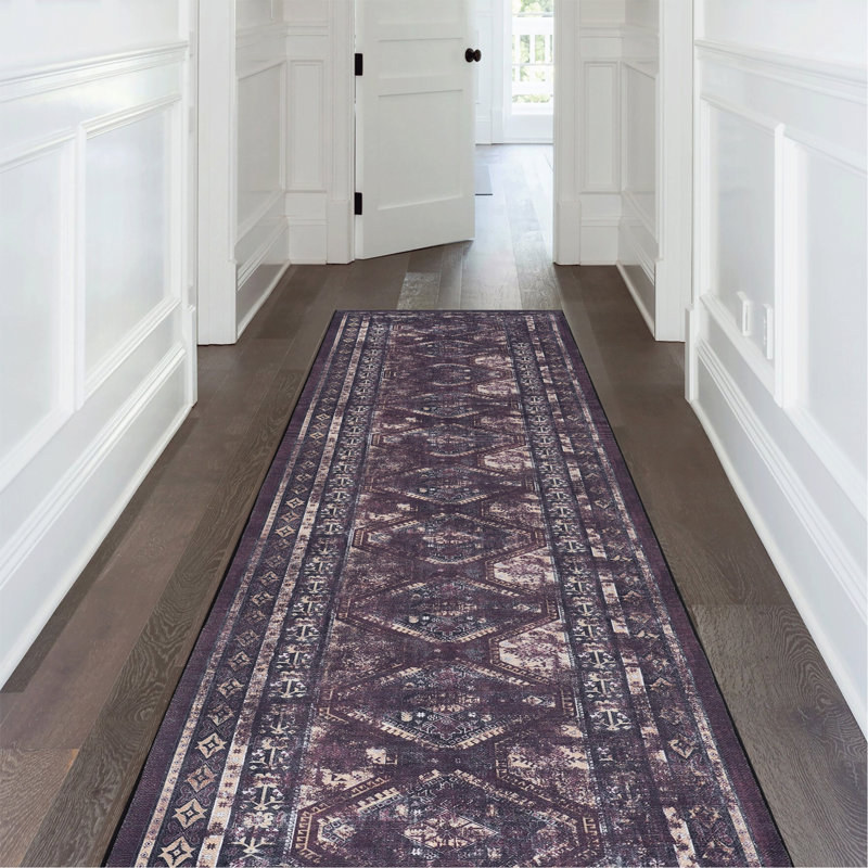 Black Washable Rug Runner Rug, Runner 2'6" x 10'