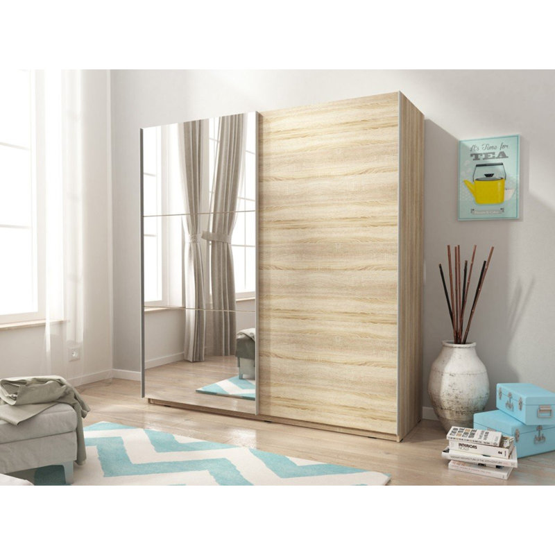 Elbe 2 Door Solid + Manufactured Wood Wardrobe, Sonoma Oak