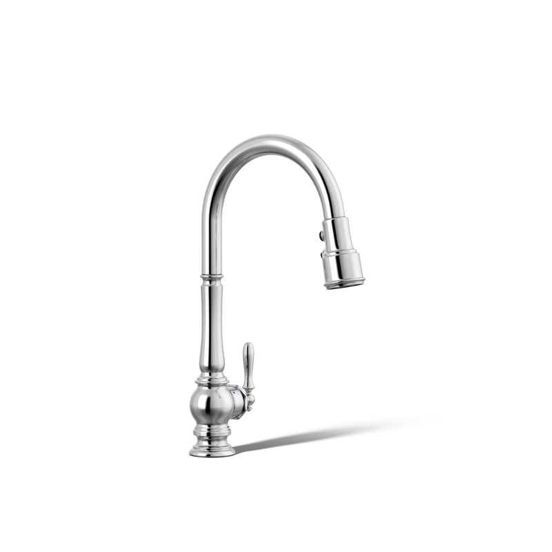 Artifacts Touchless and Voice-Activated Pull Down Kitchen Sink Faucet with Three-Function Sprayhead, Polished Chrome