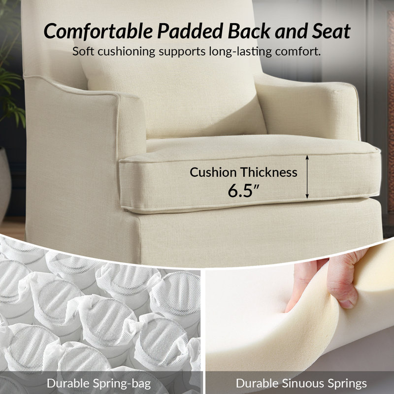Chaise berçante pivotante avec dossier rembourré Jaxon, Lin