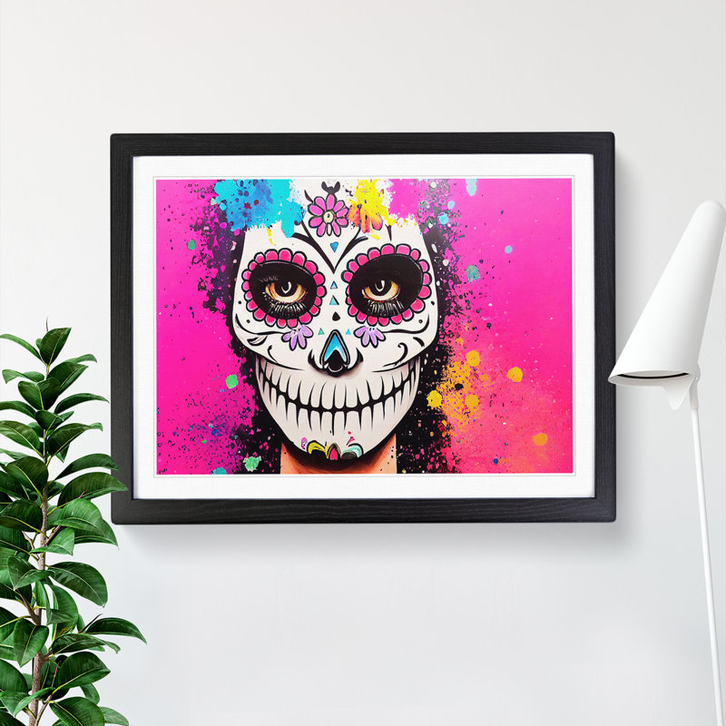 Sugar Skull Woman Vol.1 - Single Picture Frame Print, 46cm H x 64cm W x 2cm D, Black Framed