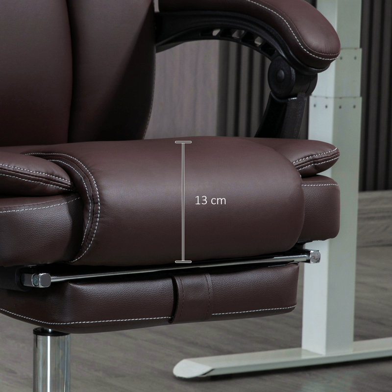 Fauteuil de massage avec 6 points de vibration, fauteuil d'ordinateur inclinable chauffant en cuir avec hauteur réglable et repose-pieds