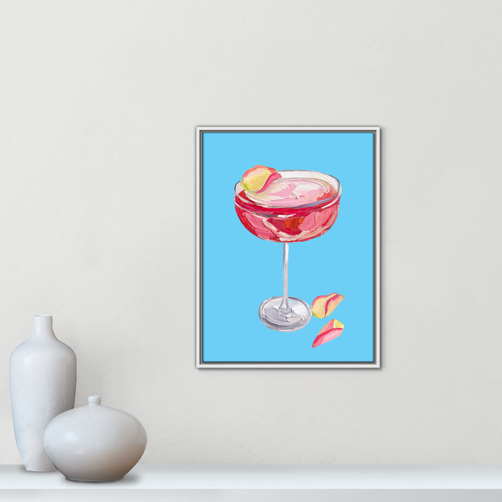 Sparkling Rose Gin Cocktail Print by Straker, 25.5" H x 19.5" W, White Floater