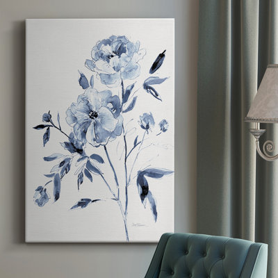 Toile tendue avec châssis Inky Chickory Botanical II - prêt à accrocher