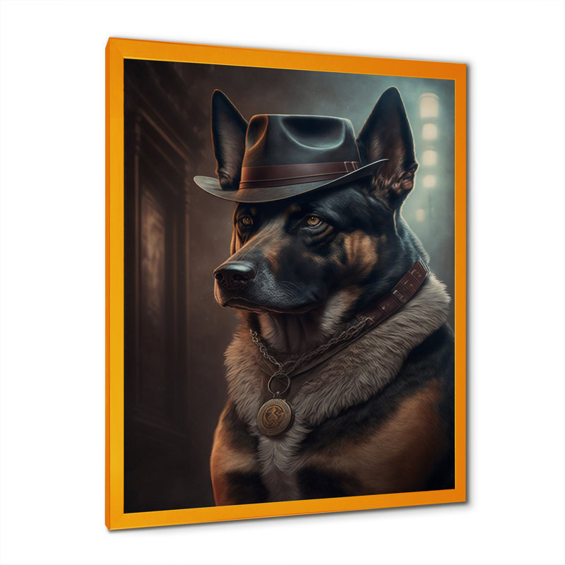 Mafia Dog V - Impression sur toile, H 40 po x l 30 po x P 1,5 po, Impression dorée sur toile encadrée
