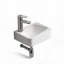 Lavabo-vasque rectangulaire suspendu en céramique blanc laiteux, 35,5 cm x 25,5 cm, avec robinet et bonde.