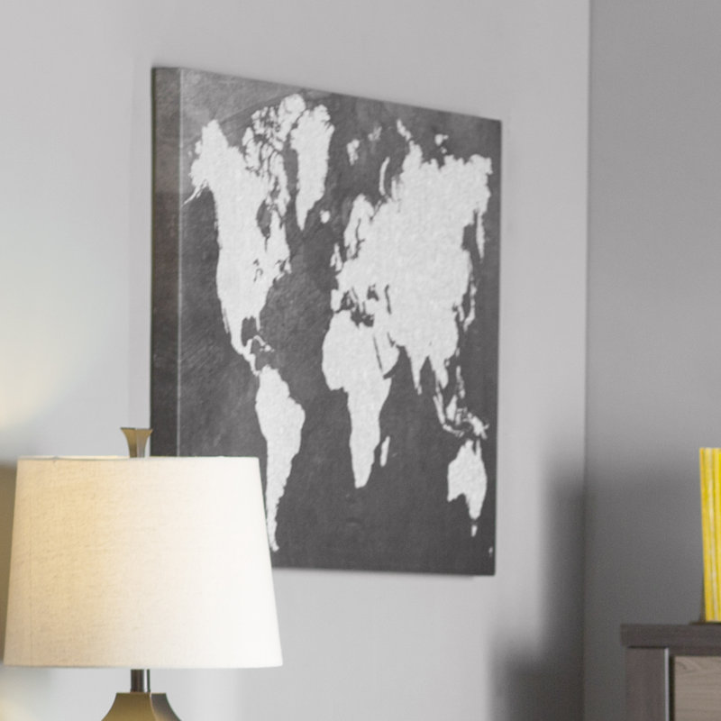 «Gray Map», reproduction d'impression sur toile, H 12 po x l 18 po x P 1,5 po, Toile