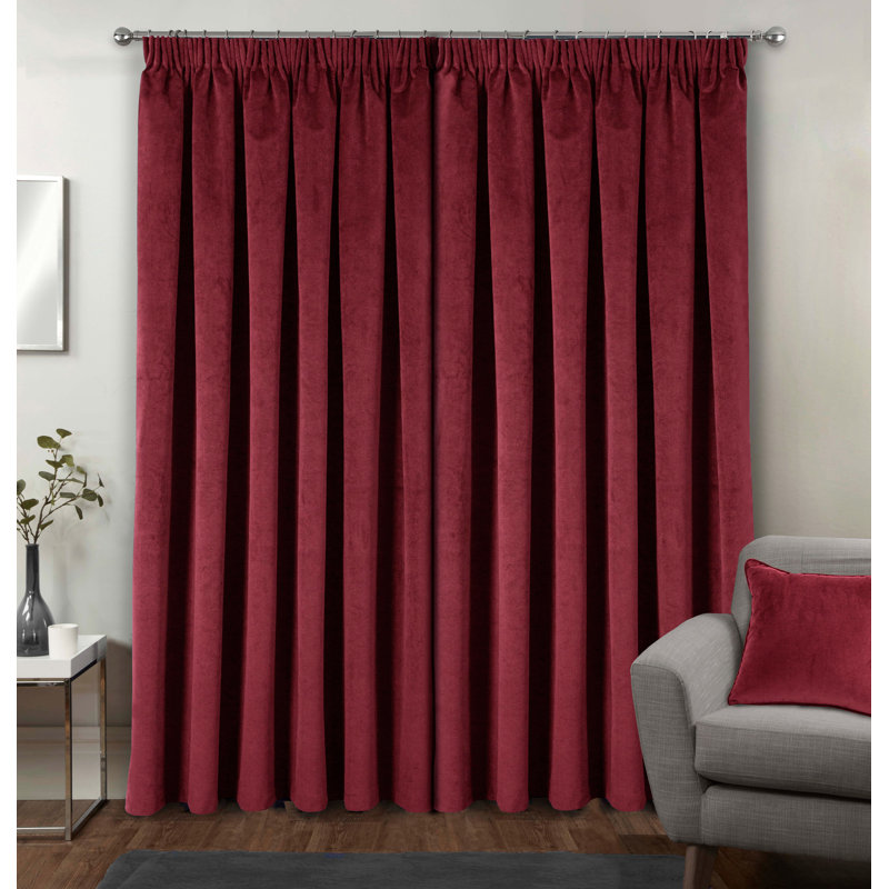 Alene Blackout Curtain Panel Pair, 117cm Width x 183cm Drop, Red, 2