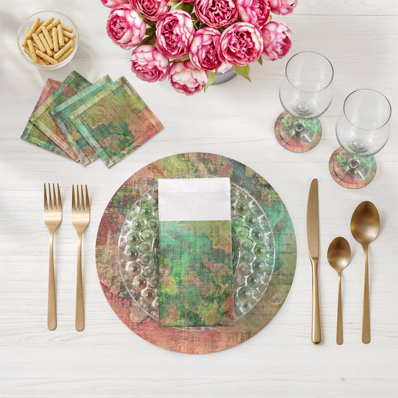 Sous-verres ronds en cuir aquarelle