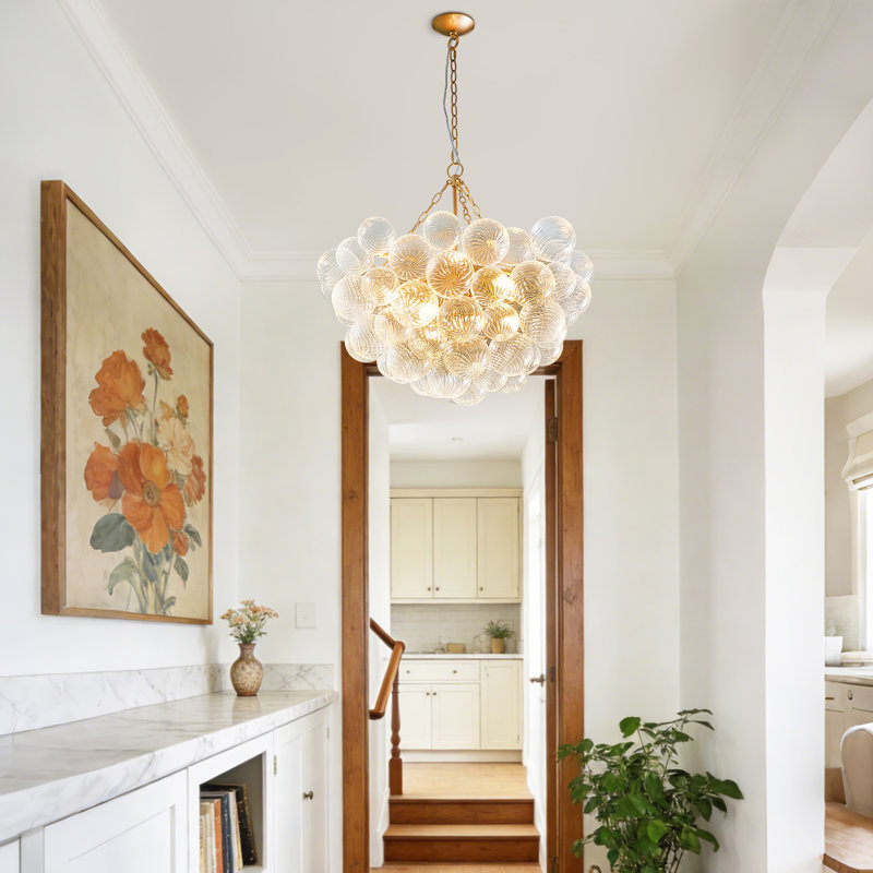 Lustre à bulles 9 lumières, H 50 po x l 32 po x P 32 po